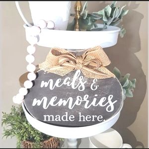 Meals and Memories Made Here | Kitchen Sign | Word Sign | Tiered Tray Decor |